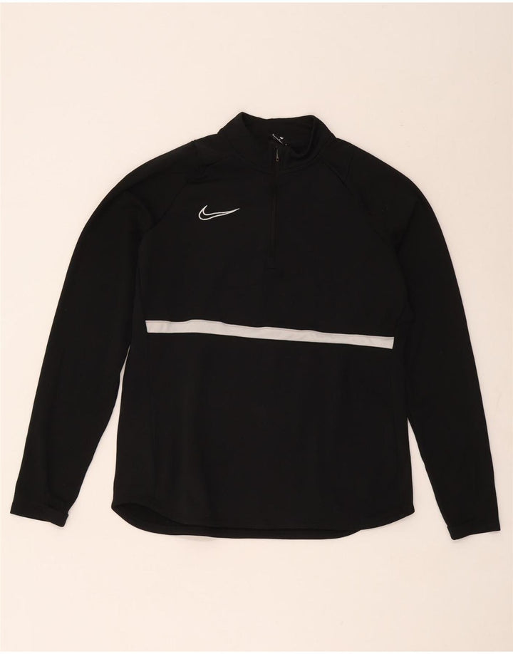 Nike Mens Dri Fit Zip Neck Pullover Tracksuit Top Medium Black Colourblock