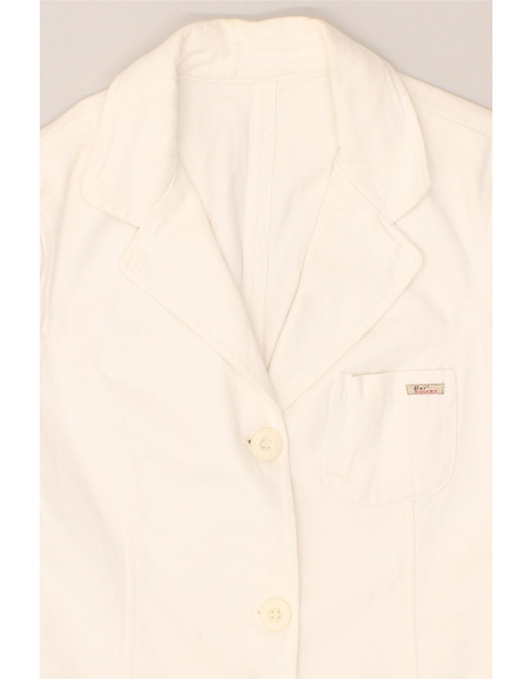 ROY ROGERS Womens 3 Button Blazer Jacket UK 10 Small White Cotton | Vintage Roy Rogers | Thrift | Second-Hand Roy Rogers | Used Clothing | Messina Hembry 
