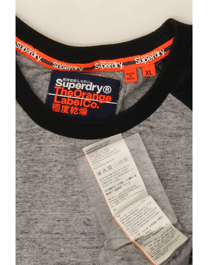 Superdry Mens Top Long Sleeve XL Grey Colourblock Cotton