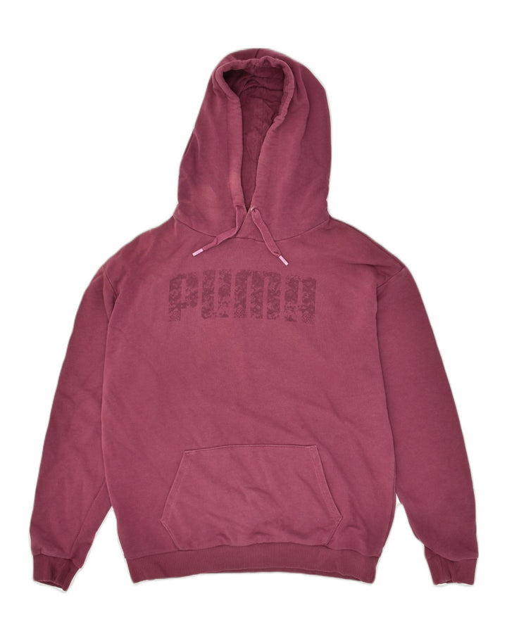 PUMA Womens Graphic Hoodie Jumper UK 8 Small  Maroon Cotton | Vintage Puma | Thrift | Second-Hand Puma | Used Clothing | Messina Hembry 