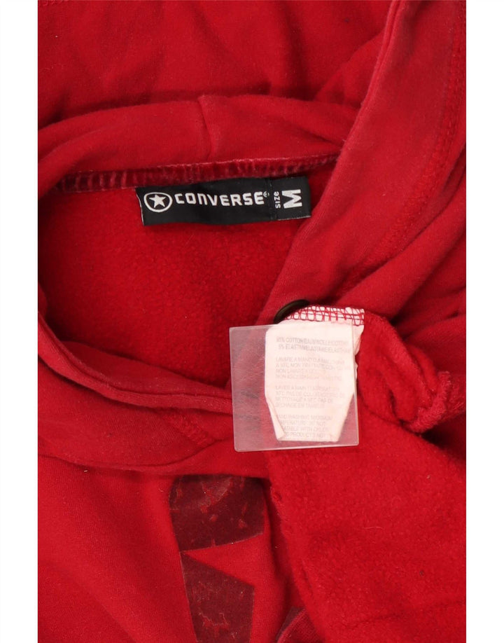 Converse Womens Graphic Hoodie Jumper UK 14 Medium Red Cotton