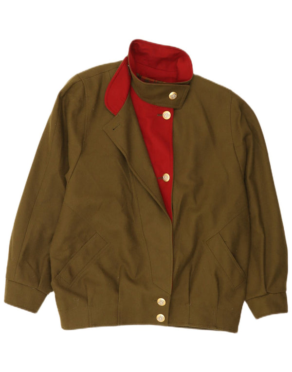 Vintage Womens Relaxed Fit Bomber Jacket UK 16 Large Green New Wool Classic
