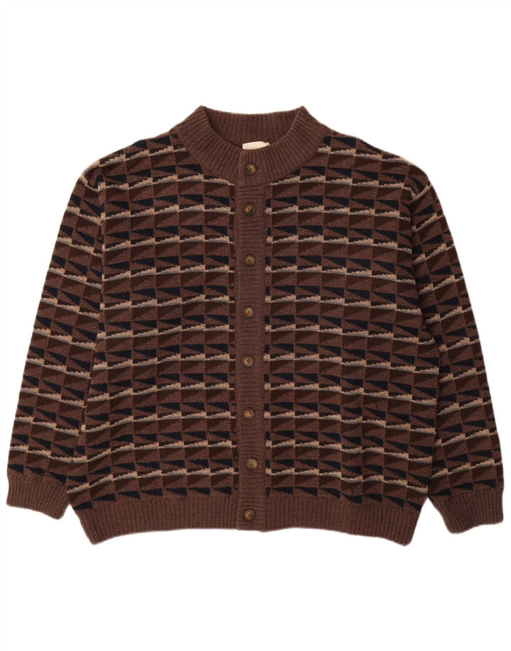 Mazzonetto Mens Cardigan Sweater XL Brown Geometric