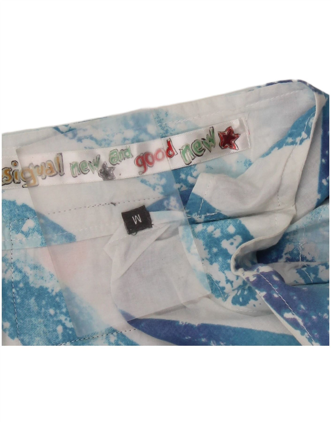 DESIGUAL Womens Graphic Blouse Top UK 14 Medium Blue Striped