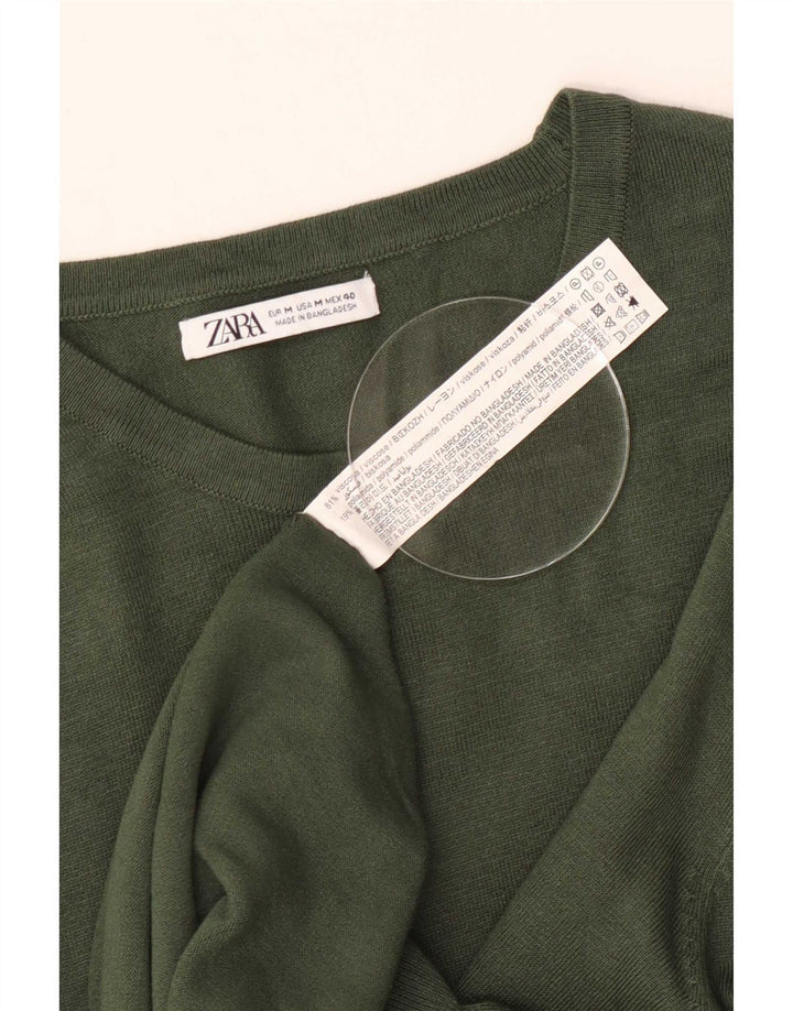 Zara Mens Boat Neck Jumper Sweater Medium Green Viscose