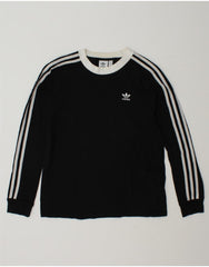 ADIDAS Womens Top Long Sleeve UK 10 Small Black Cotton