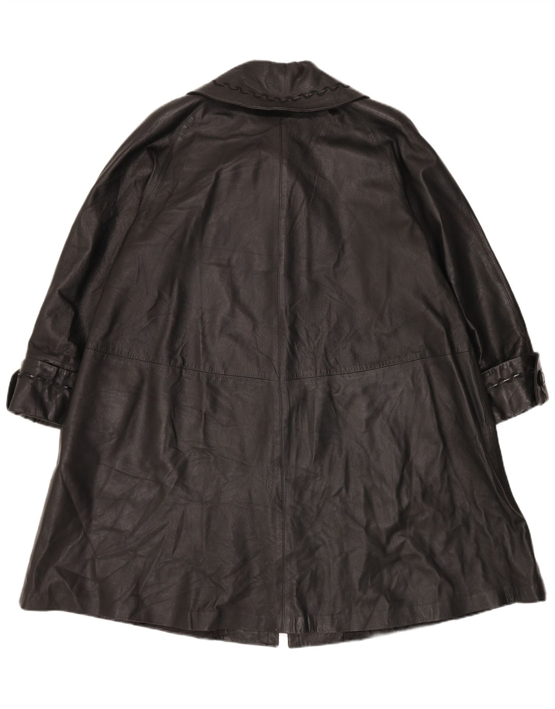 Conbipel Womens Oversized Leather Coat IT 42 Medium Black Leather