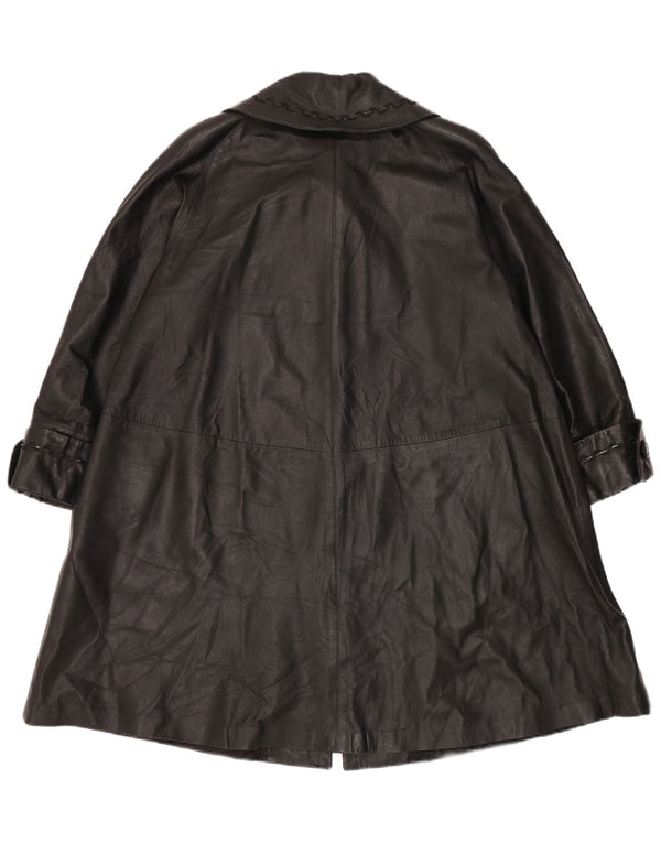Conbipel Womens Oversized Leather Coat IT 42 Medium Black Leather