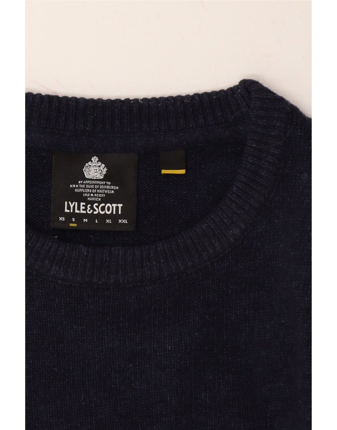 LYLE & SCOTT Mens Crew Neck Jumper Sweater Small Navy Blue Wool Vintage Lyle & Scott and Second-Hand Lyle & Scott from Messina Hembry 