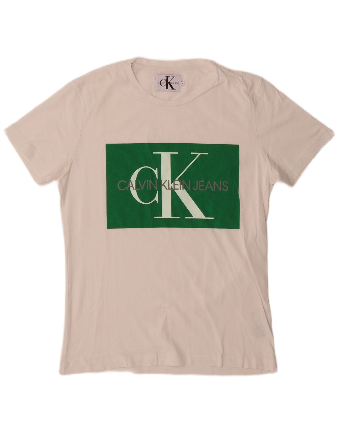 Calvin Klein Jeans Mens Graphic T-Shirt Top Medium White Cotton