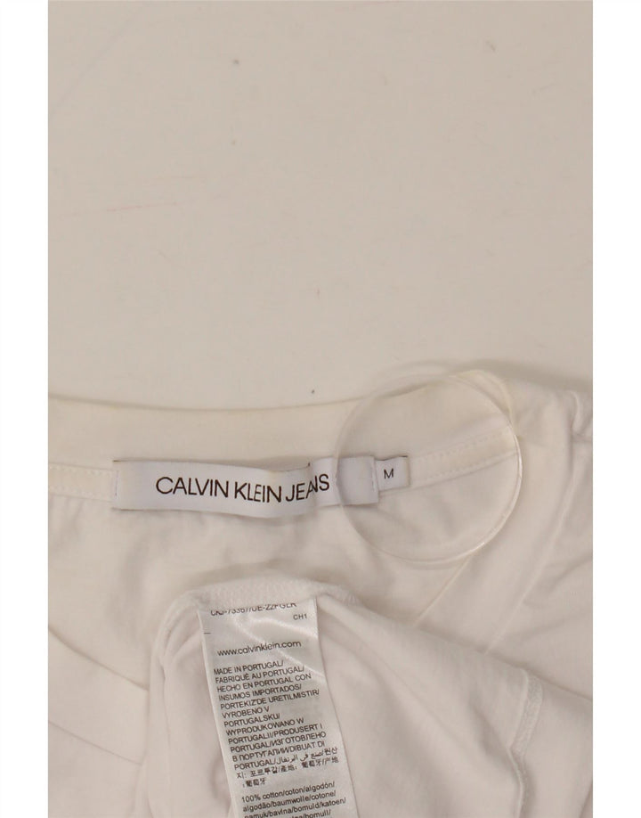 Calvin Klein Jeans Mens Graphic T-Shirt Top Medium White Cotton