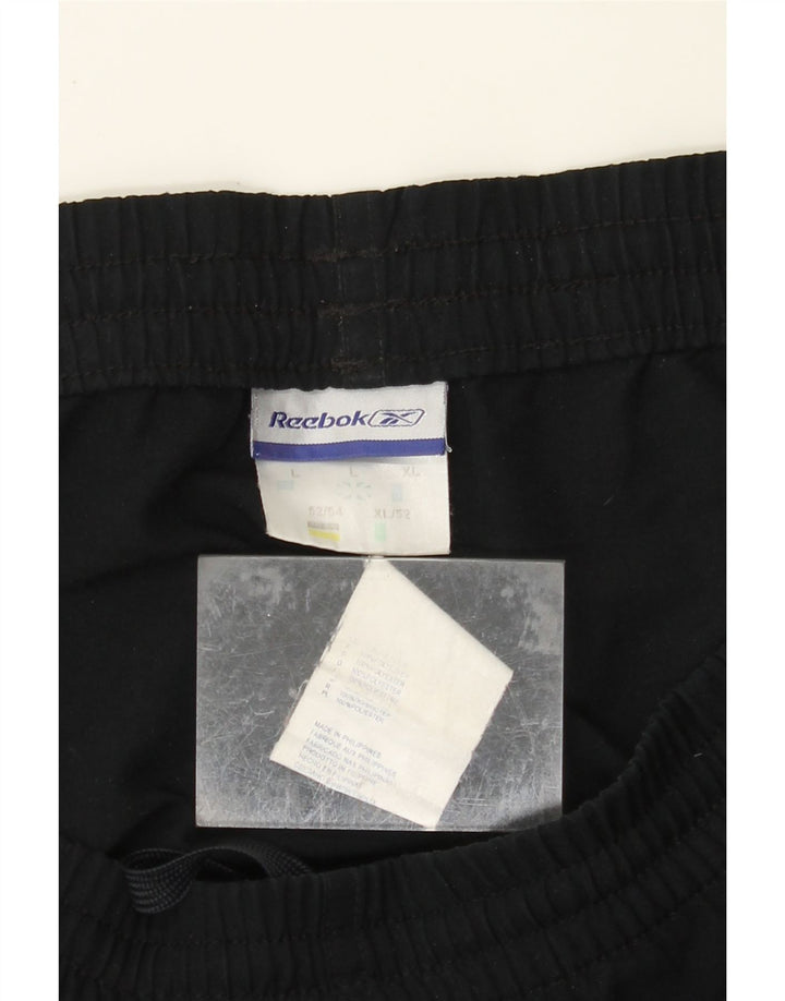 REEBOK Mens Sport Shorts XL W38 L6 Black Striped Polyester