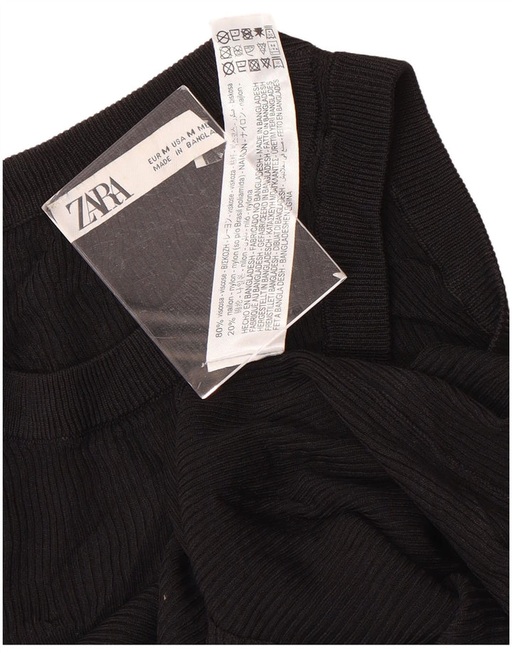 Zara Womens Vest Top UK 12 Medium Black Viscose