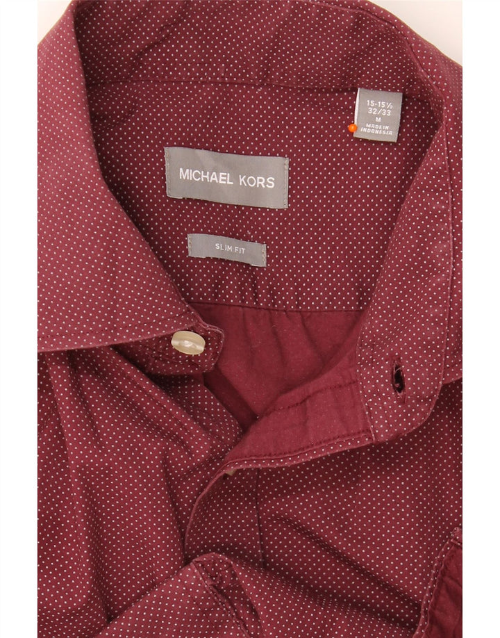 MICHAEL KORS Mens Slim Fit Shirt Size 15 1/2 Medium Burgundy Spotted Vintage Michael Kors and Second-Hand Michael Kors from Messina Hembry 