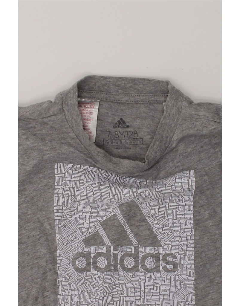 ADIDAS Girls Graphic T-Shirt Top 7-8 Years Grey Cotton | Vintage Adidas | Thrift | Second-Hand Adidas | Used Clothing | Messina Hembry 