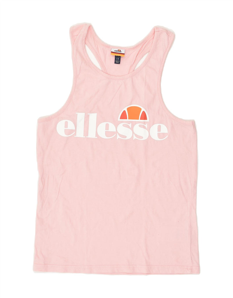 ELLESSE Womens Graphic Vest Top UK 8 Small Pink Cotton | Vintage Ellesse | Thrift | Second-Hand Ellesse | Used Clothing | Messina Hembry 