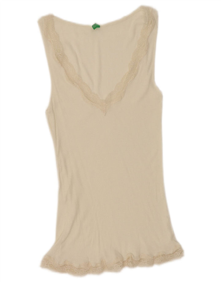 Benetton Womens Sleeveless Blouse Top UK 12 Medium White