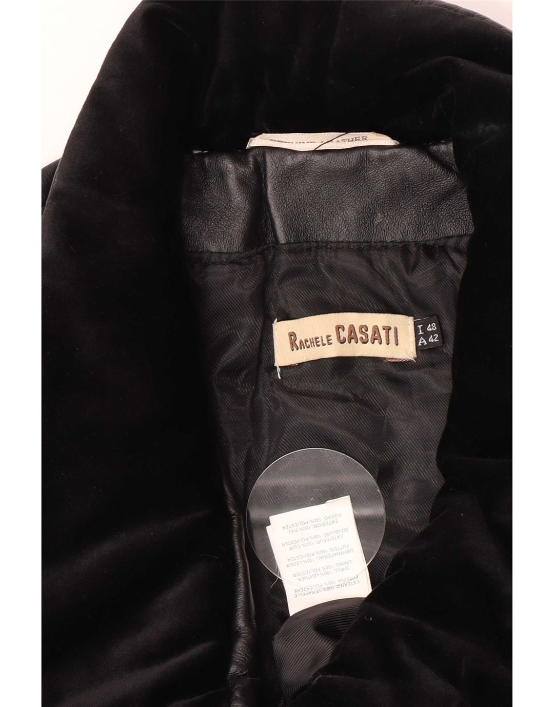 Vintage Womens Leather Jacket IT 48 XL Black