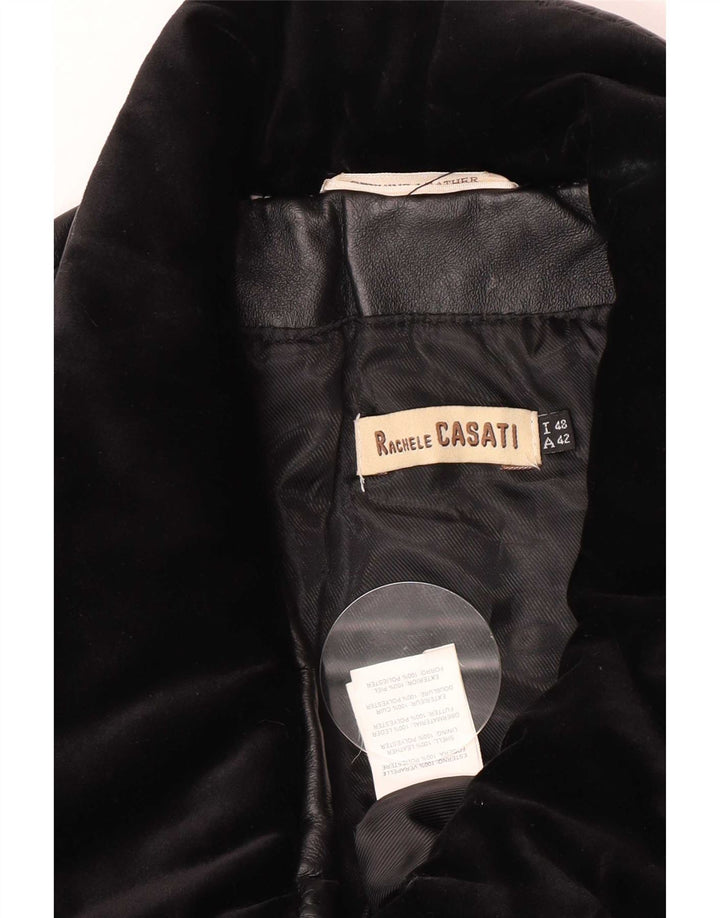 Vintage Womens Leather Jacket IT 48 XL Black
