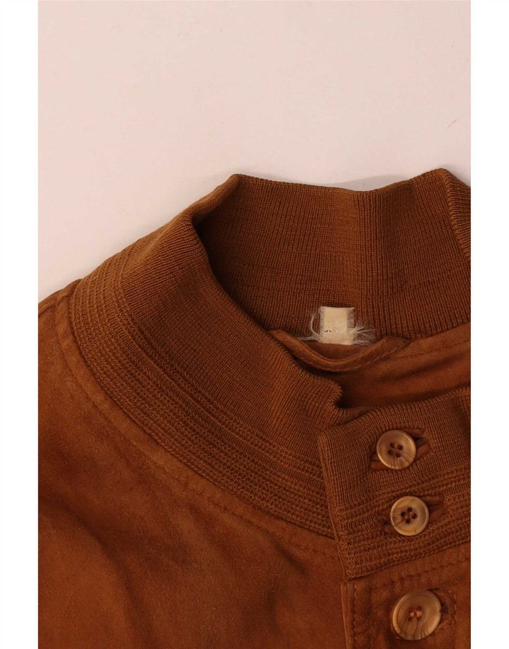 Vintage Mens Suede Bomber Jacket IT 58 4XL Brown Leather