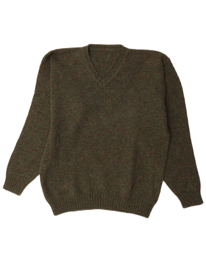Vintage Mens V-Neck Jumper Sweater XL Khaki