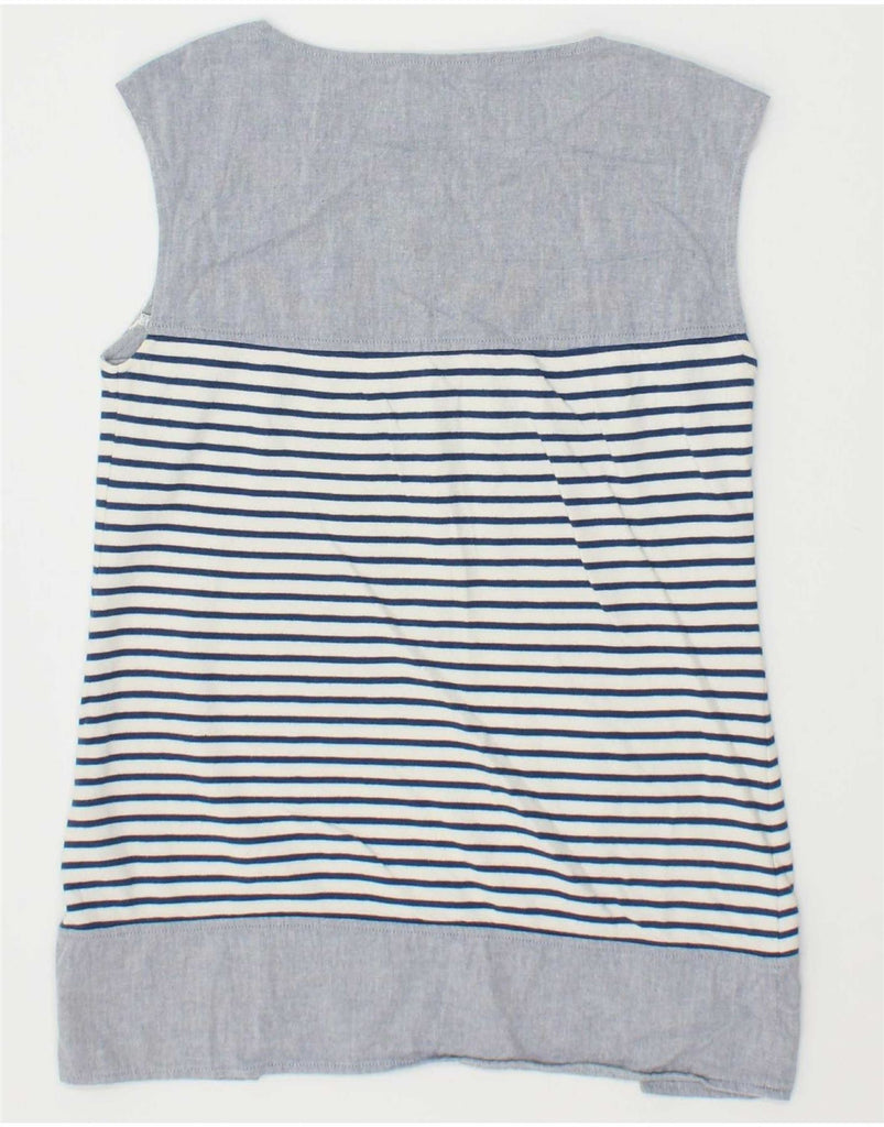 LACOSTE Womens Sleeveless Blouse Top Size 36 Small Blue Striped Cotton Vintage Lacoste and Second-Hand Lacoste from Messina Hembry 