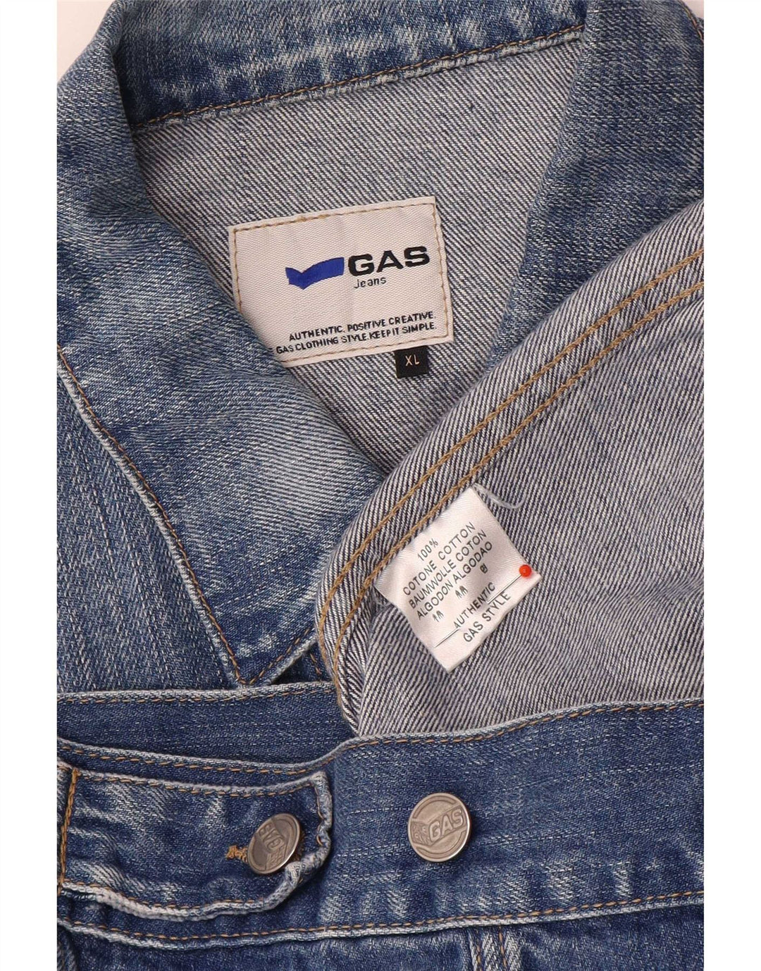 Gas Mens Denim Jacket UK 42 XL Blue Cotton