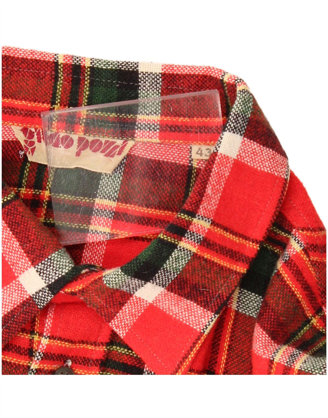 VINTAGE Mens Flannel Shirt Size 43 Large Red Check