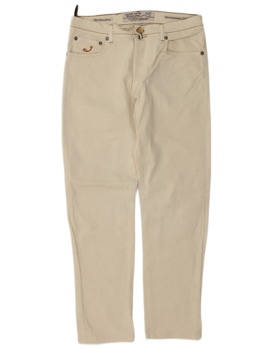 Jacob Cohen Mens Straight Jeans W36 L31 Off White Cotton