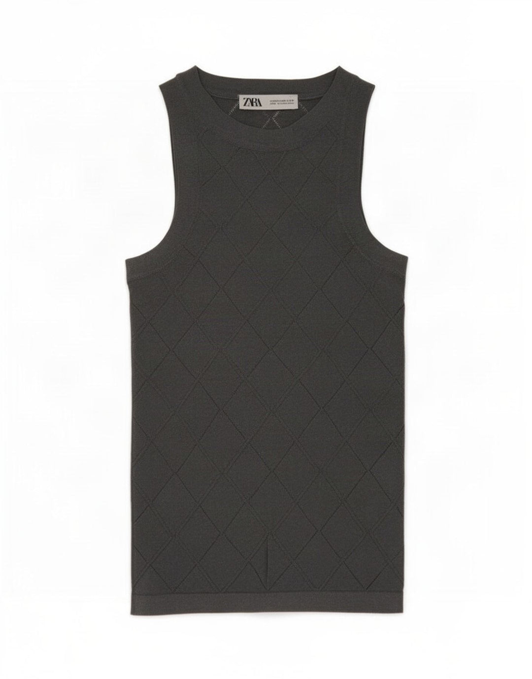 Zara Womens Vest Top UK 6 XS Grey Geometric Viscose