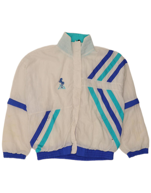 Vintage Womens Tracksuit Top Jacket UK 14 Medium White Colourblock