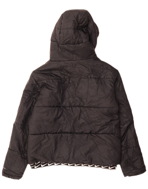 Nike Womens Therma-Fit Graphic Hooded Padded Jacket UK 14 Medium Black