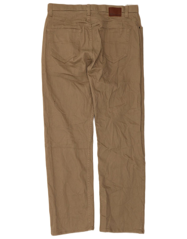 Marks & Spencer Mens Blue Harbour Straight Casual Trousers W36 L31 Beige