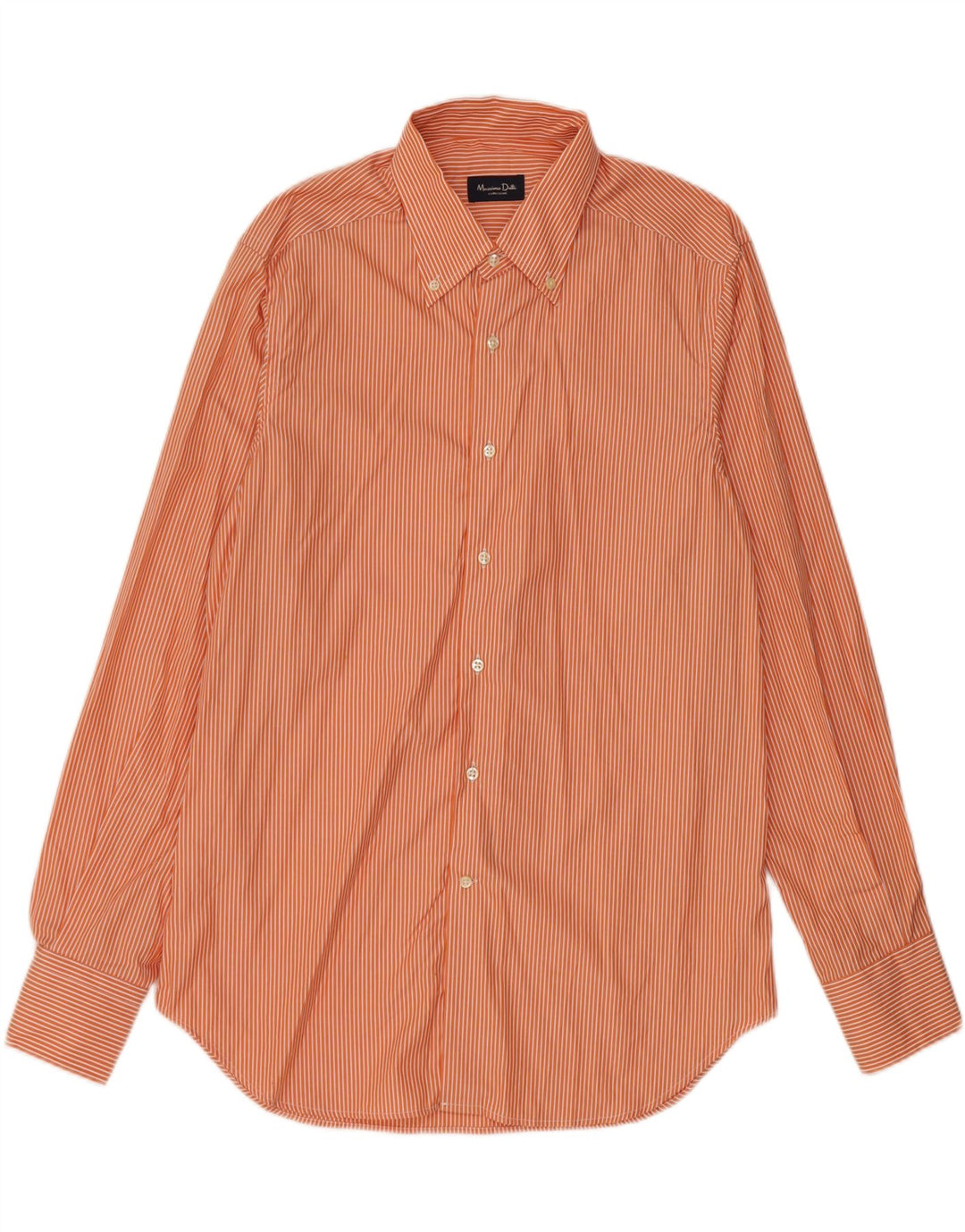 MASSIMO DUTTI Mens Shirt Size 43 17 XL Orange Pinstripe