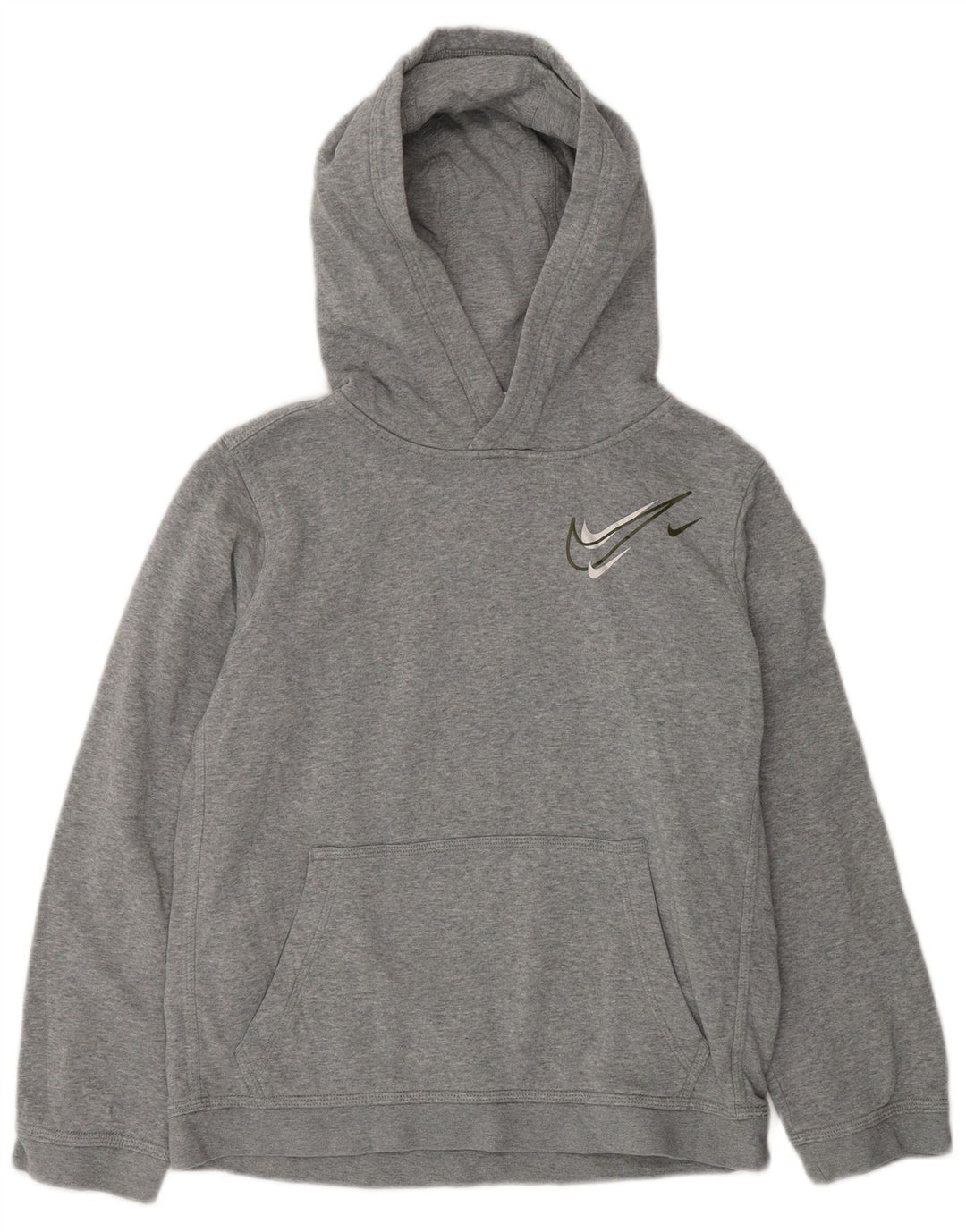 NIKE Boys Hoodie Jumper 12-13 Years Large Grey Cotton
