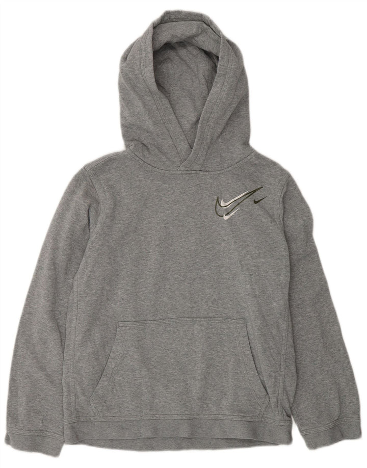 NIKE Boys Hoodie Jumper 12-13 Years Large Grey Cotton