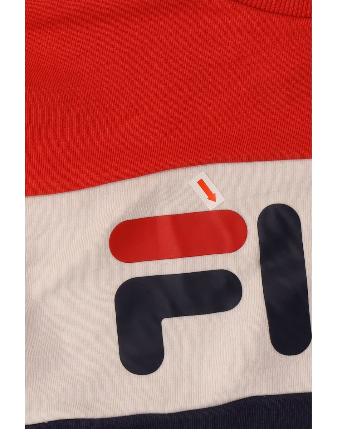 FILA Womens Graphic Sweatshirt Jumper UK 14 Medium Navy Blue Colourblock