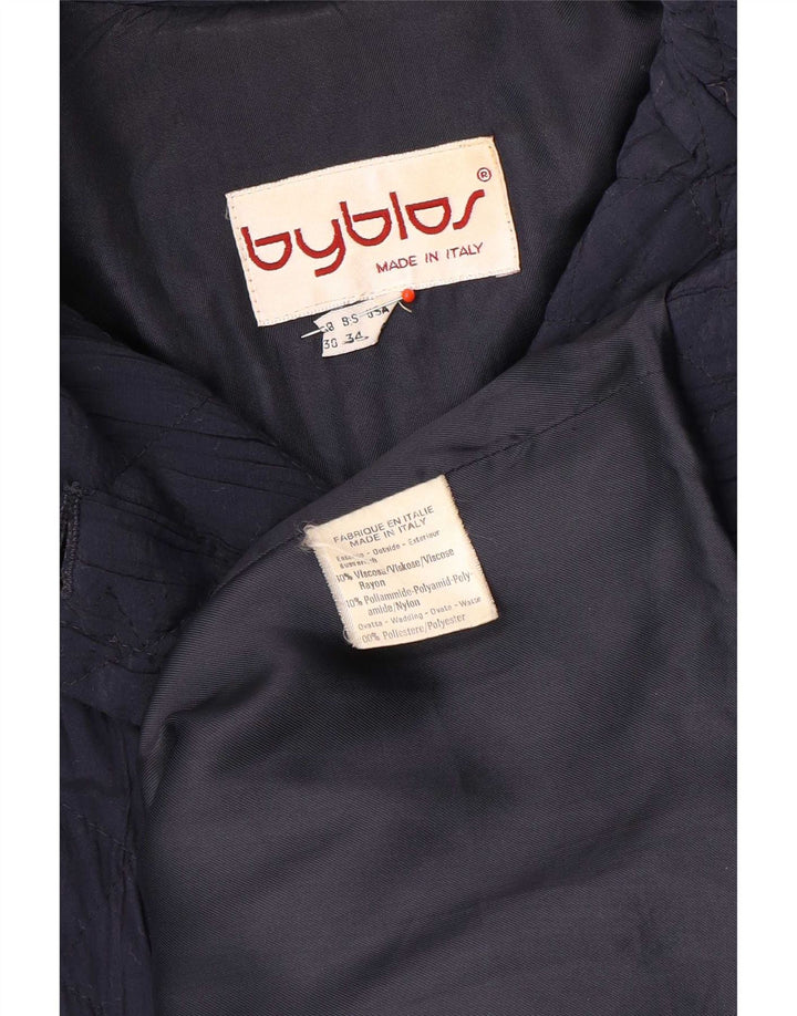Byblos Womens Double Breasted Quilted Overcoat UK 20 2XL Navy Blue Viscose
