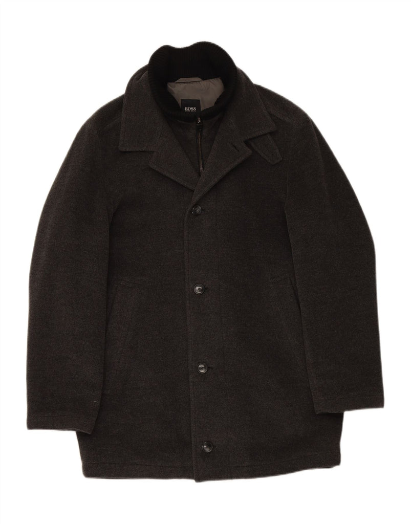 HUGO BOSS Mens Overcoat UK 38 Medium Grey Wool Vintage Hugo Boss and Second-Hand Hugo Boss from Messina Hembry 