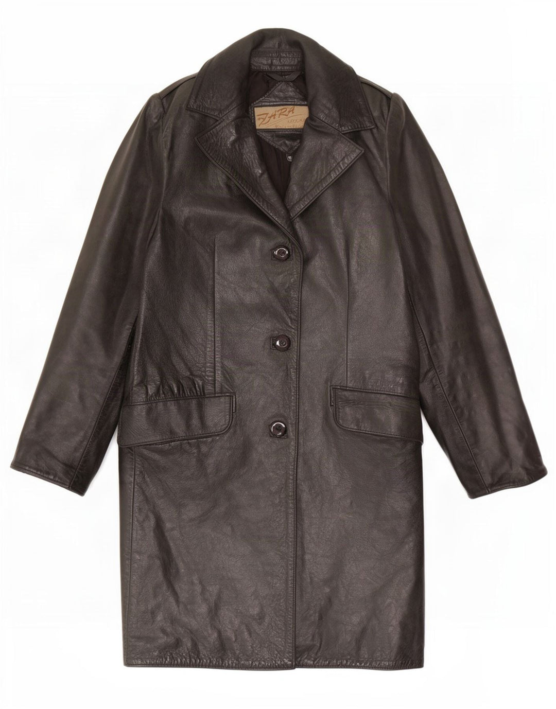Vintage Womens Leather Coat UK 12 Medium Black