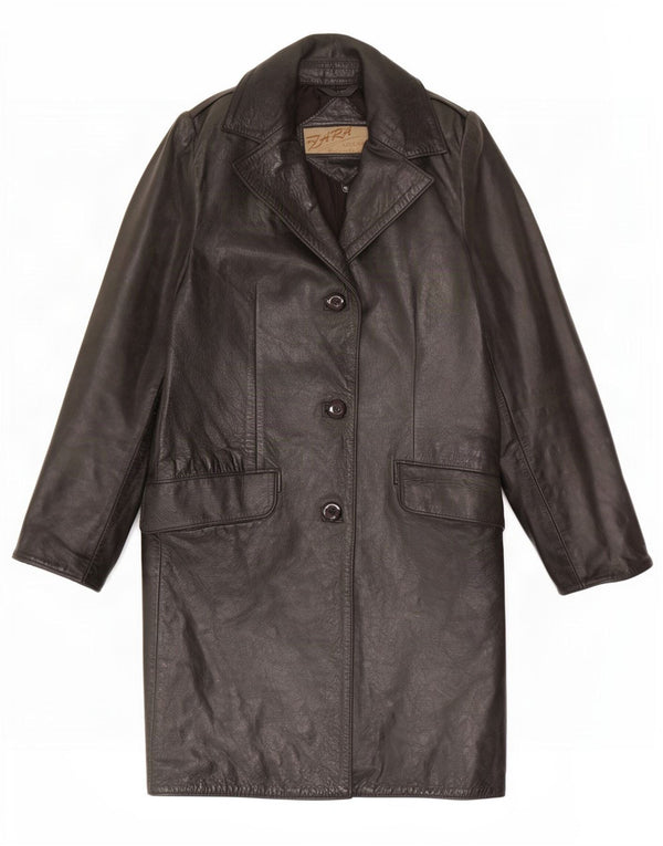 Vintage Womens Leather Coat UK 12 Medium Black