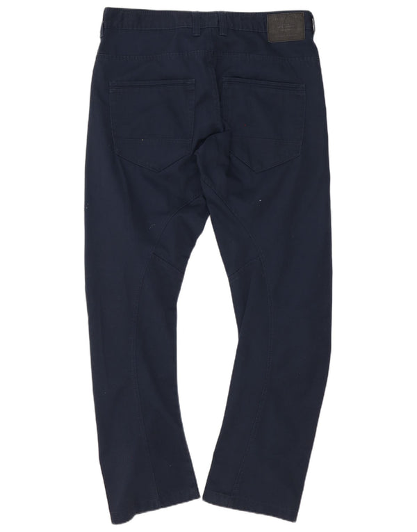 Jack & Jones Mens Anti Fit Casual Trousers W36 L34 Navy Blue Cotton