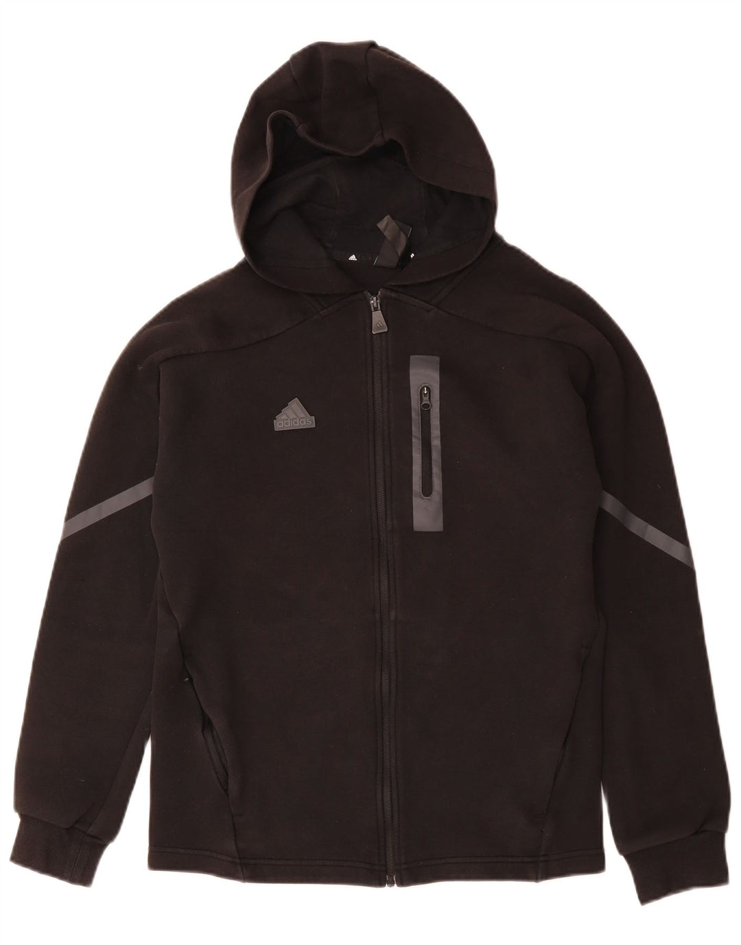 ADIDAS Mens Zip Hoodie Sweater Small Black