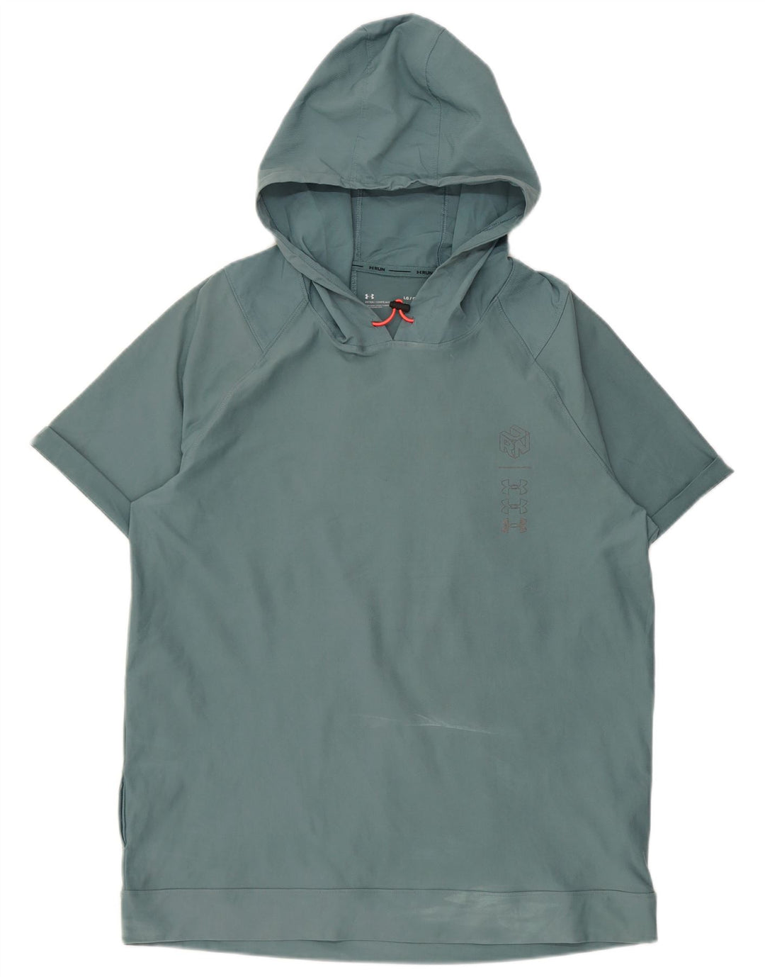 Under Armour Mens Hooded Pullover Tracksuit Top Large Turquoise Elastane