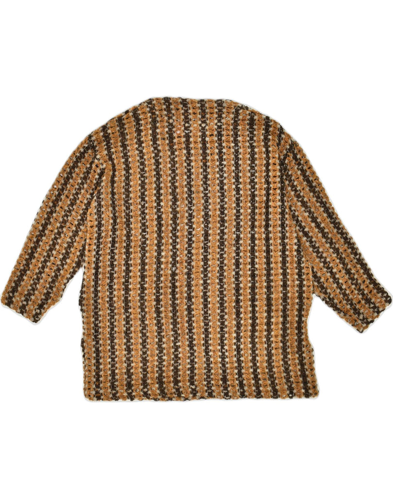 VINTAGE Womens Crew Neck Jumper Sweater UK 14 Medium Brown Striped Wool | Vintage Vintage | Thrift | Second-Hand Vintage | Used Clothing | Messina Hembry 