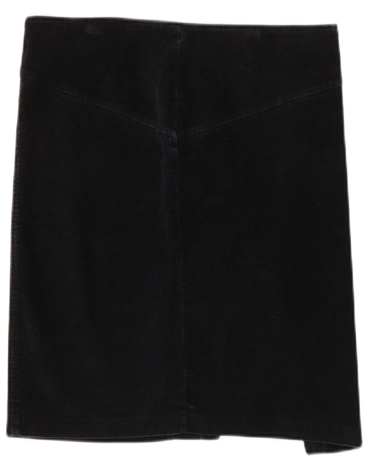 Benetton Womens Corduroy Skirt IT 42 Medium W32 Black Cotton