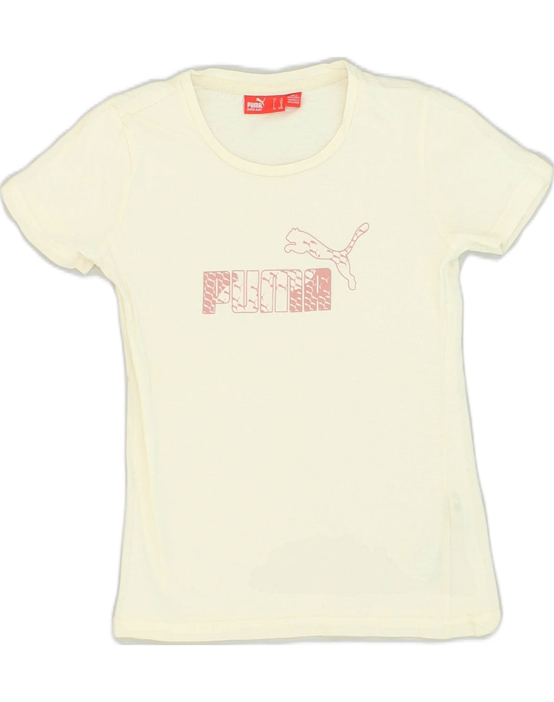 PUMA Girls Graphic T-Shirt Top 9-10 Years White Cotton | Vintage Puma | Thrift | Second-Hand Puma | Used Clothing | Messina Hembry 