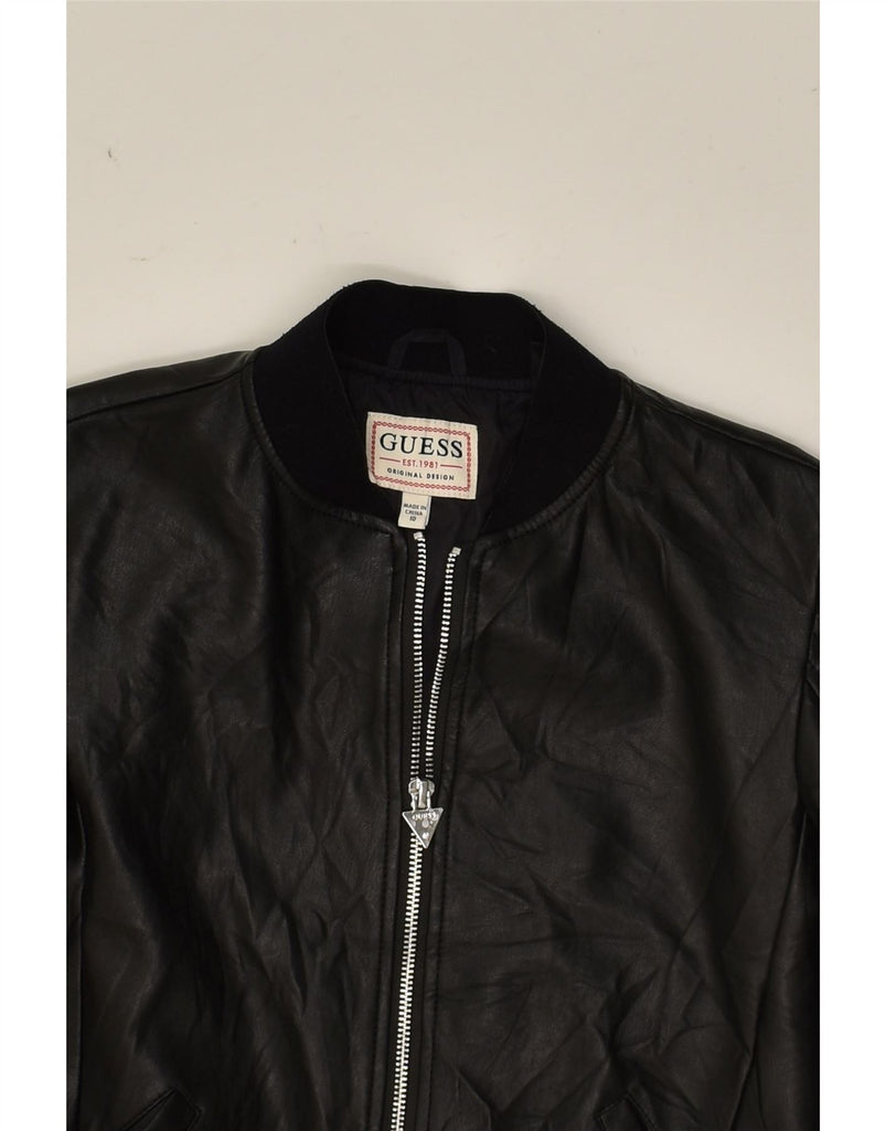 GUESS Girls Leather Jacket 9-10 Years Black Leather | Vintage Guess | Thrift | Second-Hand Guess | Used Clothing | Messina Hembry 
