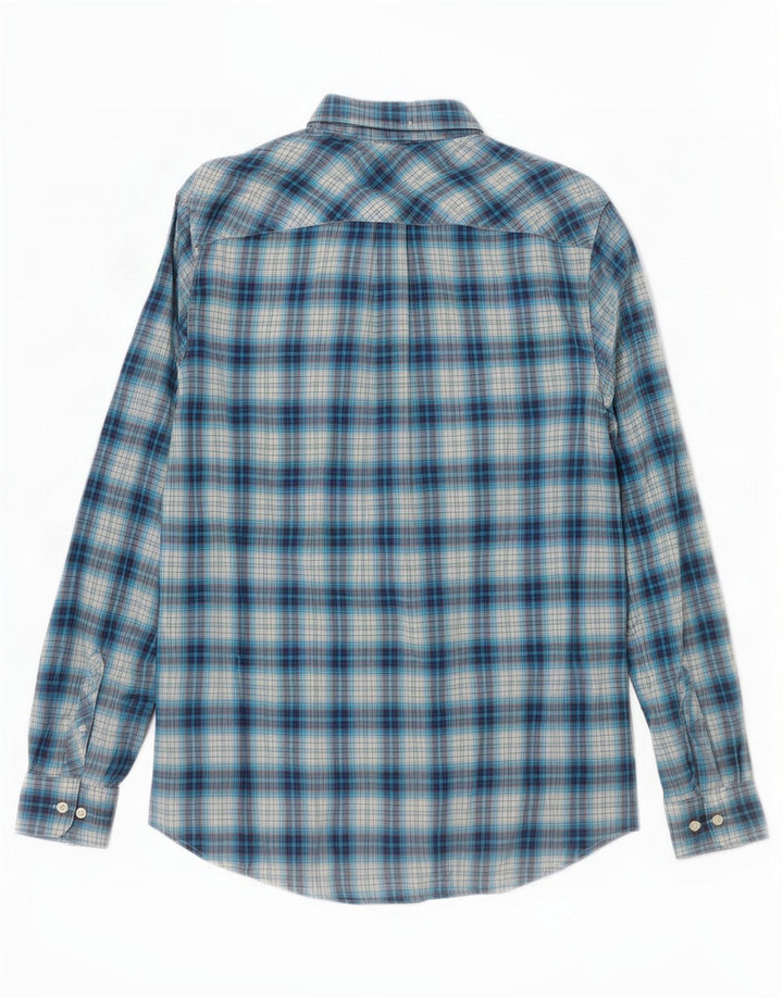 Tommy Hilfiger Mens Flannel Shirt Medium Blue Check Cotton