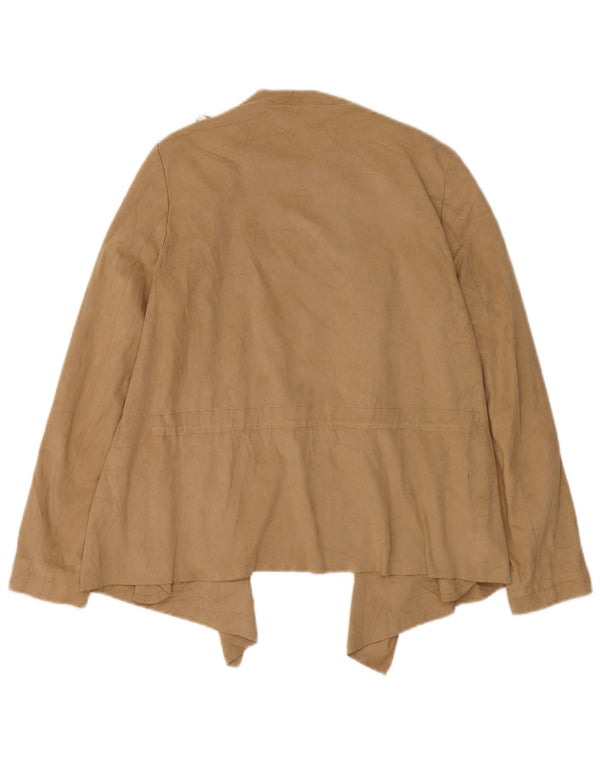 Zara Womens Oversized Asymmetric Cardigan Sweater UK 10 Small Beige